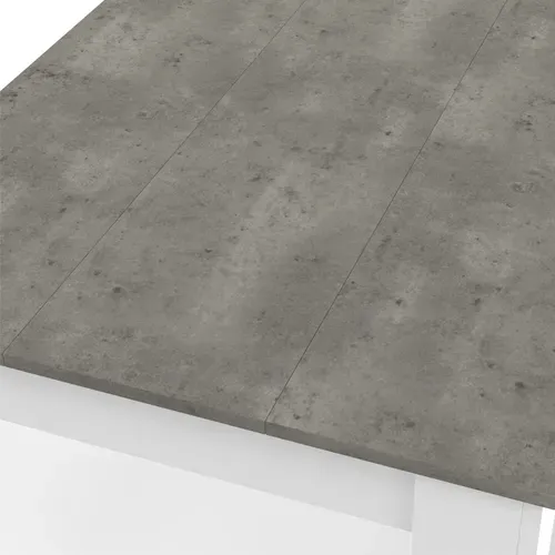 Table à Manger Rectangle Rozy 4 Personnes Blanc Plateau Effet Béton 110 Cm
