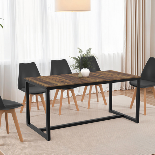 Table à Manger Extensible Rectangle Hawkins 6-10 Personnes Bois Foncé 160-200 Cm