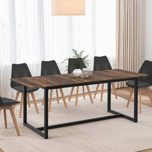 Table à Manger Extensible Rectangle Hawkins 6-10 Personnes Bois Foncé 160-200 Cm