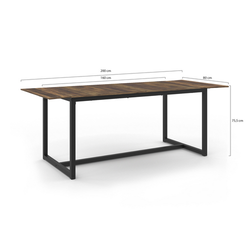 Table à Manger Extensible Rectangle Hawkins 6-10 Personnes Bois Foncé 160-200 Cm