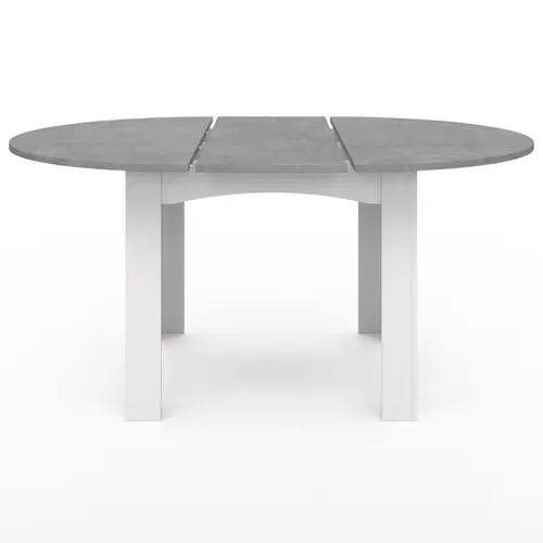 Table à Manger Extensible Ronde Dona 4-8 Personnes Blanc Plateau Effet Béton 110-150 Cm