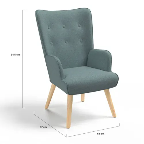 Fauteuil Scandinave Ivar En Tissu Vert Eucalyptus