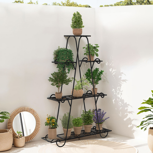 Etagère à Pots De Fleurs Porte Plante En Métal 9 Niveaux