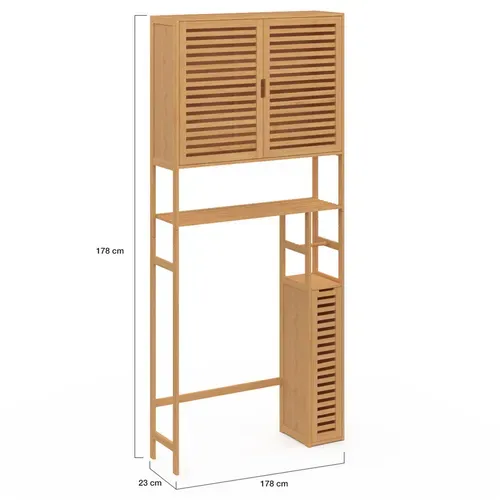 Meuble Wc 3 En 1 Avec Armoires De Rangement Bambou Bea