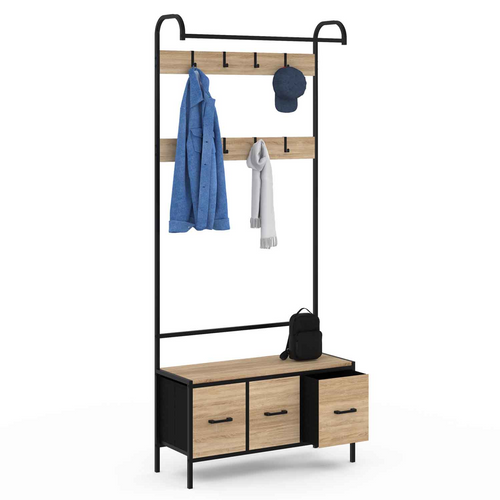 Vestiaire D'entrée Utah Avec Banc Et 3 Tiroirs En Tissu Design Industriel