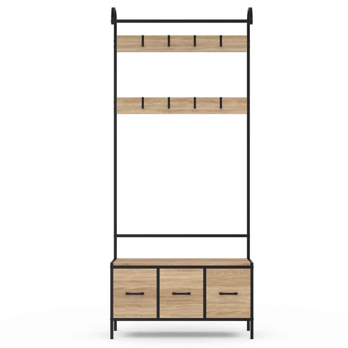 Vestiaire D'entrée Utah Avec Banc Et 3 Tiroirs En Tissu Design Industriel