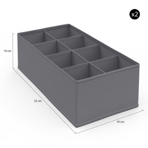Lot De 14 Boites De Rangement Tiroir Organisateurs De Dressings Gris Anthracite