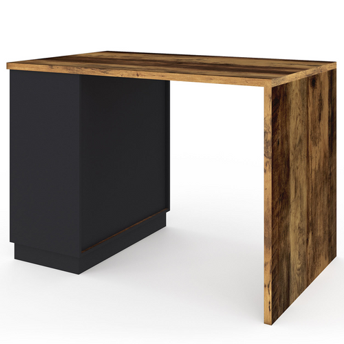 Ilot Central Mange-debout 4 Personnes Vito 130 Cm Noir Et Effet Bois Foncé Hawkins