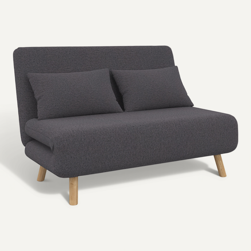 Canapé Convertible Romeo Lit D'appoint 2 Places 120 X 190 Cm Tissu Gris Anthracite
