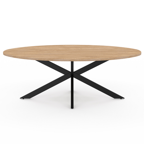 Table Basse Ovale Alix 110 Cm Pied Araignée Bois Et Noir