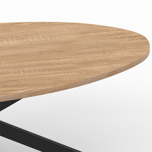 Table Basse Ovale Alix 110 Cm Pied Araignée Bois Et Noir