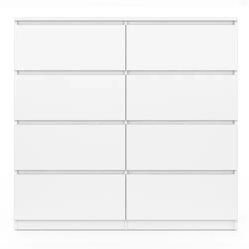 Commode 8 Tiroirs Tomi 110 Cm Bois Blanc