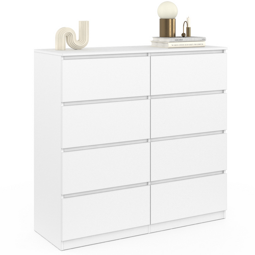 Commode 8 Tiroirs Tomi 110 Cm Bois Blanc