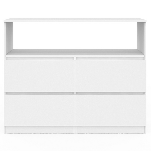 Commode 4 Tiroirs Tomi 100 Cm Avec Niche Bois Blanc