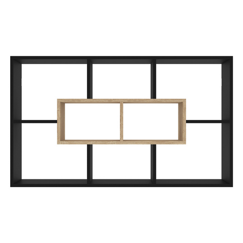 Etagère Murale Colette Avec 8 Compartiments Noir Et Effet Bois