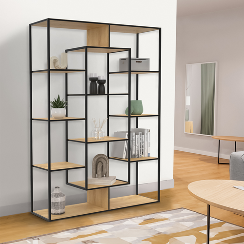 Etagère Bibliothèque Detroit Avec 11 Compartiments Design Industriel 143 Cm