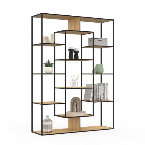 Etagère Bibliothèque Detroit Avec 11 Compartiments Design Industriel 143 Cm