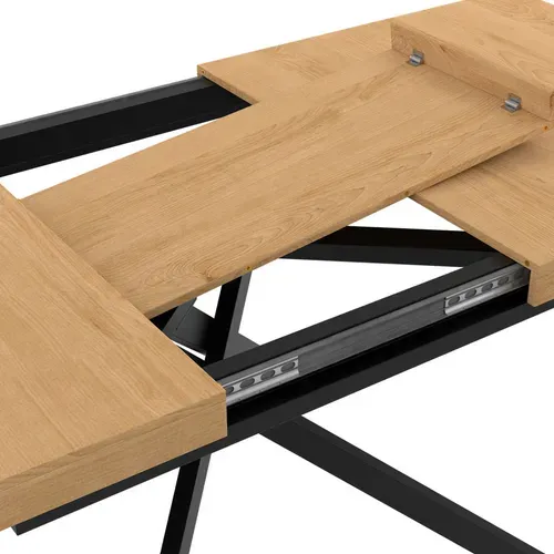 Table à Manger Extensible Rectangle Ines 6-10 Personnes Bois Et Noir 160-200 Cm