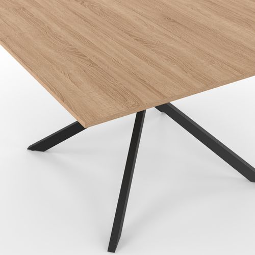 Table à Manger Carrée Alix 8 Personnes Pied Araignée Bois Et Noir 110 Cm