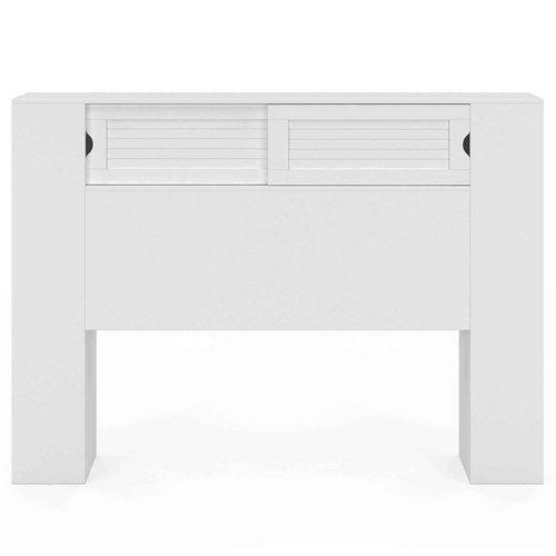 Tête De Lit Sur Pied Salem 145 Cm Avec Rangements Fermés Et Niches Blanc