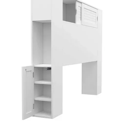 Tête De Lit Sur Pied Salem 145 Cm Avec Rangements Fermés Et Niches Blanc