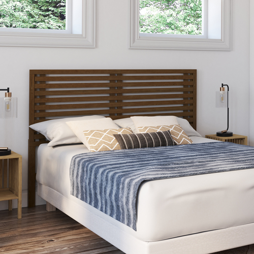 Tête De Lit Sur Pied En Lattes Ava 160 Cm Façon Bois Vieilli