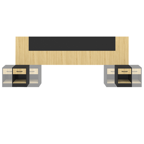 Tête De Lit Sur Pied Avec Chevets Modulables Sapa Pour Lit 140, 160 Ou 180 Cm Bois Et Noir