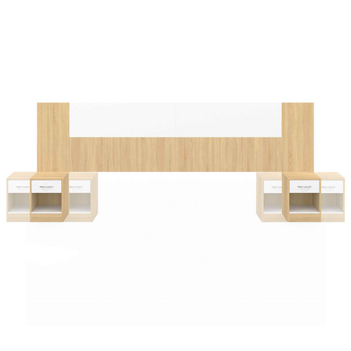 Tête De Lit Sur Pied Avec Chevets Modulables Sapa Pour Lit 140, 160 Ou 180 Cm Bois Et Blanc