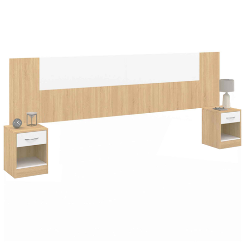 Tête De Lit Sur Pied Avec Chevets Modulables Sapa Pour Lit 140, 160 Ou 180 Cm Bois Et Blanc