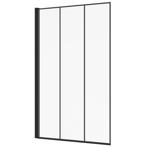 Pare Baignoire 1 Volet 80x140 Cm Sérigraphié Effet Verrière Avec Profilé En Aluminium Noir