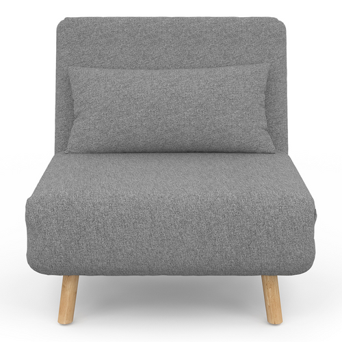 Fauteuil Convertible Romeo Lit D'appoint 1 Place 80x190 Cm Tissu Gris Clair
