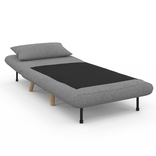 Fauteuil Convertible Romeo Lit D'appoint 1 Place 80x190 Cm Tissu Gris Clair