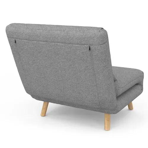 Fauteuil Convertible Romeo Lit D'appoint 1 Place 80x190 Cm Tissu Gris Clair