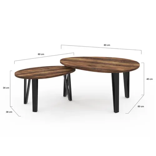 Lot De 2 Tables Basses Gigognes Austria Bois Pied épingle Noir