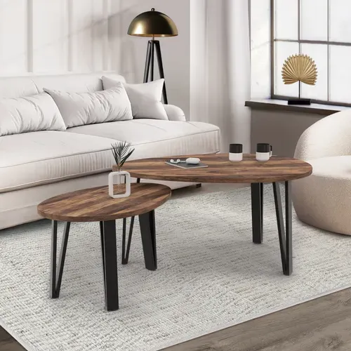 Lot De 2 Tables Basses Gigognes Austria Bois Pied épingle Noir