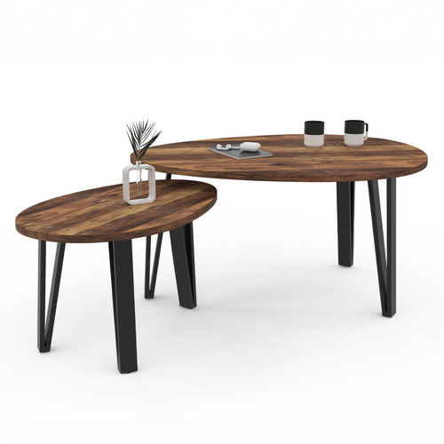 Lot De 2 Tables Basses Gigognes Austria Bois Pied épingle Noir