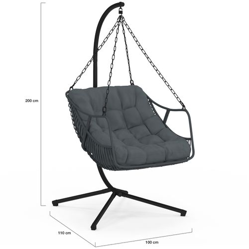 Fauteuil Suspendu Relax Loa Ajouré Effet Rotin Gris Avec Coussin Gris