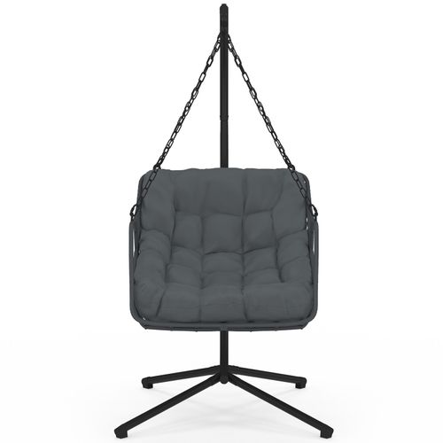 Fauteuil Suspendu Relax Loa Ajouré Effet Rotin Gris Avec Coussin Gris