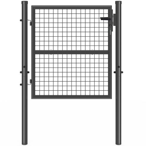 Portillon De Jardin 105 X 100 Cm En Acier Avec Serrure Et Poignée Gris Anthracite