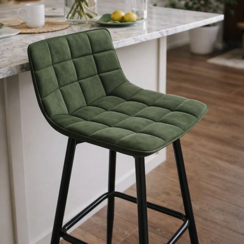 Lot De 4 Tabourets De Bar Mady En Velours Vert