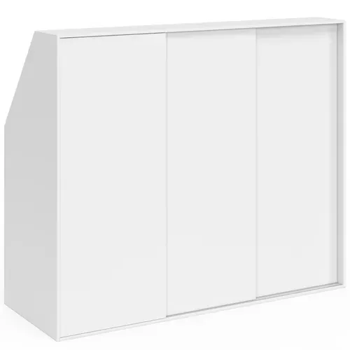 Armoire Sous Pente 3 Portes Coulissantes 3 Niveaux Tomi 130 X 50 X 70/110 Cm Blanc