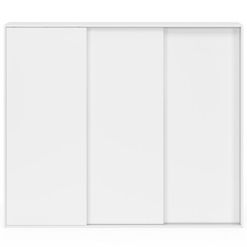 Armoire Sous Pente 3 Portes Coulissantes 3 Niveaux Tomi 130 X 50 X 70/110 Cm Blanc