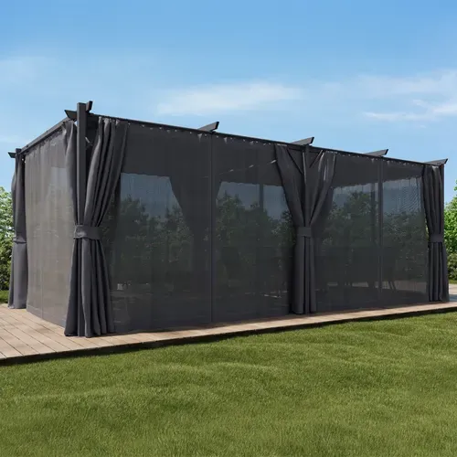 Pergola édition Intégrale Moustiquaire Toit Rétractable 3x6 M Et 6 Rideaux Gris