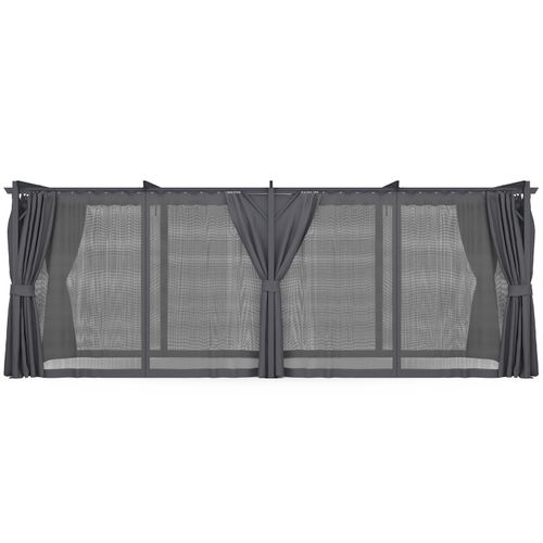 Pergola édition Intégrale Moustiquaire Toit Rétractable 3x6 M Et 6 Rideaux Gris