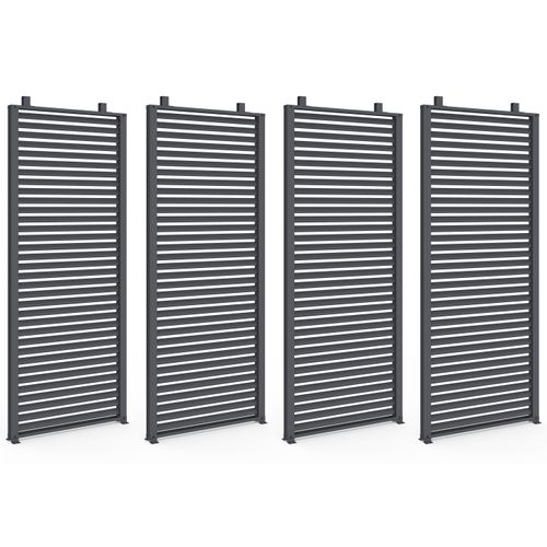 Pergola Bioclimatique Lames Orientables Acier 3x4 M Avec Persiennes Horizontales Gris Anthracite