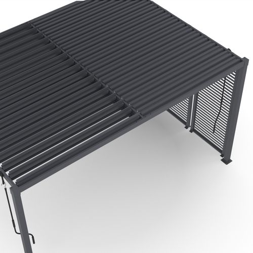 Pergola Bioclimatique Lames Orientables Acier 3x4 M Avec Persiennes Horizontales Gris Anthracite