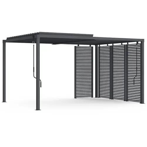 Pergola Bioclimatique Lames Orientables Acier 3x4 M Avec Persiennes Horizontales Gris Anthracite