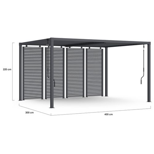 Pergola Bioclimatique Lames Orientables Acier 3x4 M Avec Persiennes Horizontales Gris Anthracite