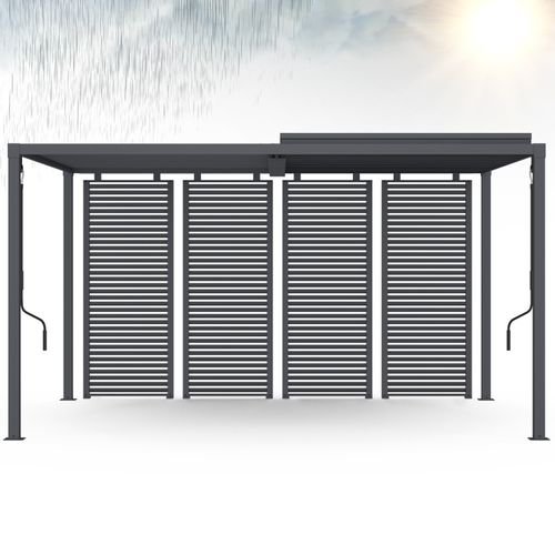 Pergola Bioclimatique Lames Orientables Acier 3x4 M Avec Persiennes Horizontales Gris Anthracite