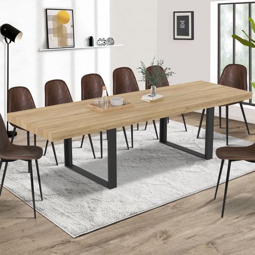 Table à Manger Rectangle Phoenix 12 Personnes Bois Et Noir 300 Cm